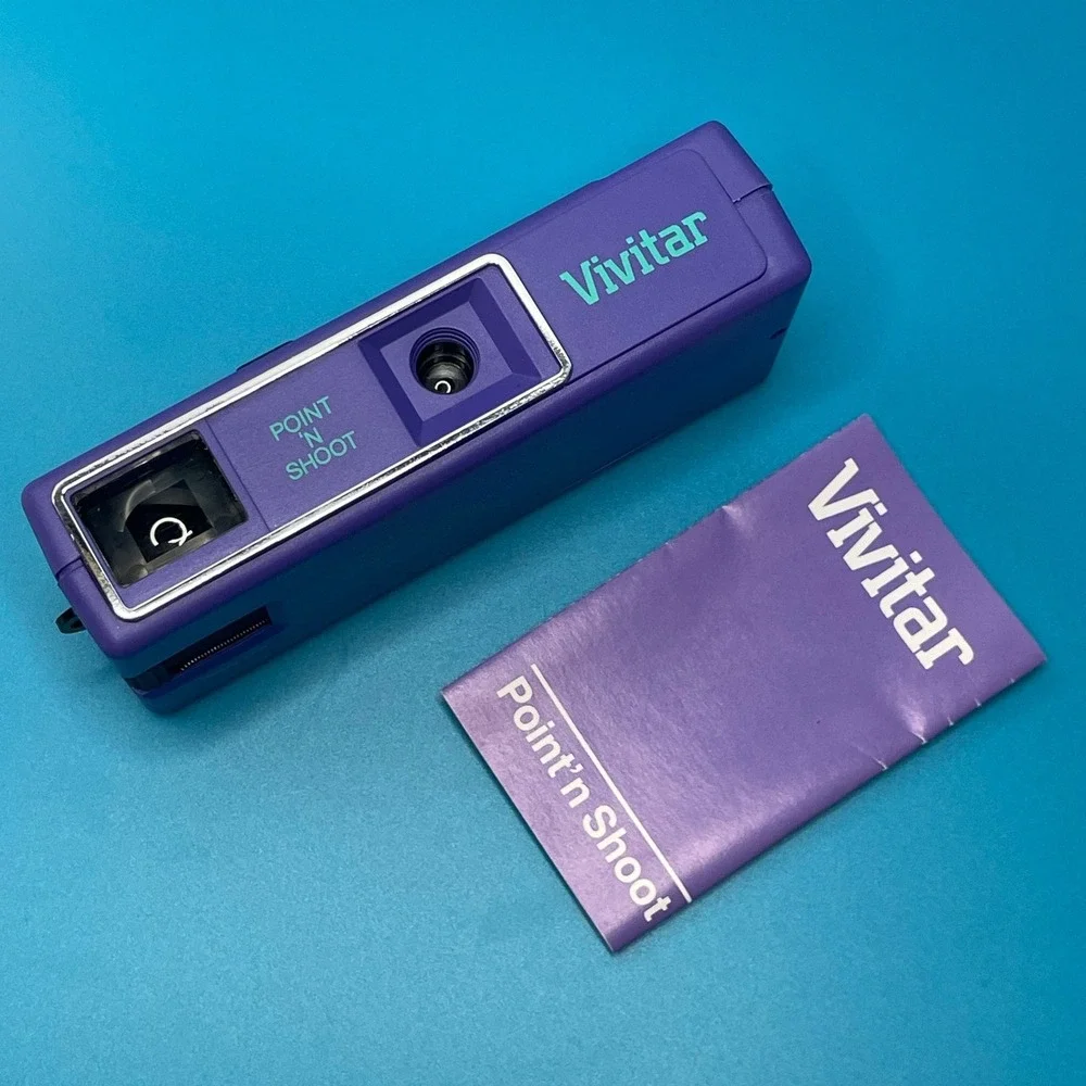 Vivitar Point N Shoot Camera 35mm Film Purple Teal Vintage Retro Lo-Fi Y2K